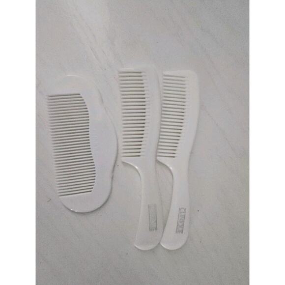 Vintage Clinique Hair‎ Comb Wide Tooth Detangling White Hard Plastic Set Of 3 - Picture 5 of 8